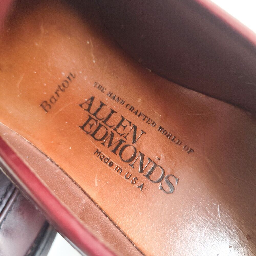 Allen Edmonds Barton Burgundy Leather Penny Loafers Mens 9 B Classic USA Made‎ - Picture 10 of 14